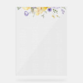Lilac Flower, Yellow Flower, Wedding Seating Chart Acryl Bord (Voorkant)