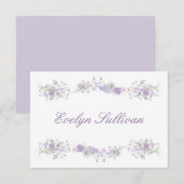 Lilac Flowers Flat Place Card (Voorkant / Achterkant)