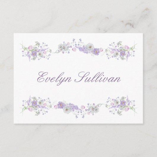Lilac Flowers Flat Place Card (Voorkant)