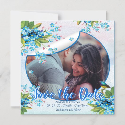 Lilac Forget-me-not Bloem Save the dates Aankondig Magnetische Uitnodiging (Voorkant)