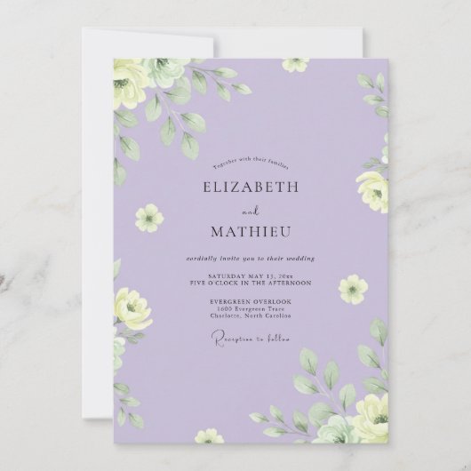 Lilac Geel Loof Eucalyptus Bruiloft Kaart (Voorkant)