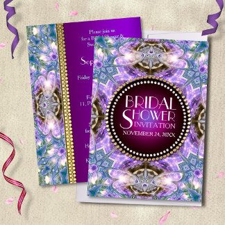 Lilac Geo Dragonfly Magische Trouw Bruiloft Uitnod Kaart