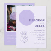 Lilac Geometrische Moderne Minimalistische Botanis Kaart (Voorkant / Achterkant)