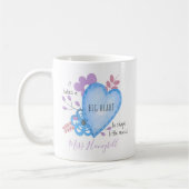 Lilac Gepersonaliseerde Quote Doodle Groot Hart Koffiemok (Links)