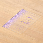 Lilac Glitter Modern Script Bruiloft Acryl Uitnodigingen (Laagn)