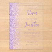 Lilac Glitter Modern Script Bruiloft Acryl Uitnodigingen (Voorkant)