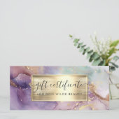 Lilac Glitter Nep Goud Folie Cadeaubon (Staand voorkant)