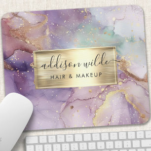 Lilac Glitter Waterverf Nep Goud Folie Muismat