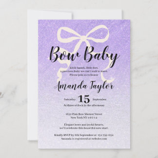 Lilac glittersjabloon coquette strik Baby Shower Kaart