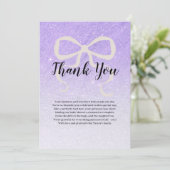 Lilac glittersjabloon coquette strik bedankt (Staand voorkant)