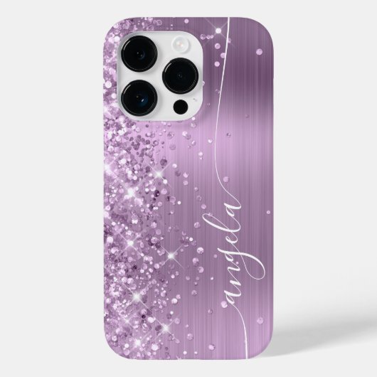Lilac Glittery Glam Handtekening Case-Mate iPhone Case (Achterkant)