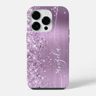 Lilac Glittery Glam Handtekening iPhone 14 Plus Hoesje