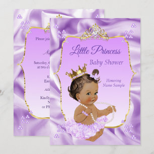 Lilac Gold Princess Baby Shower Meisje donkerbruin Kaart