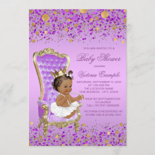 Lilac Goud Etnische Prinses Baby Shower Kaart