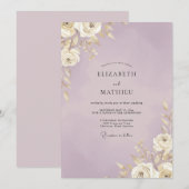 Lilac Gouden Blad Huwelijk Kaart (Voorkant / Achterkant)
