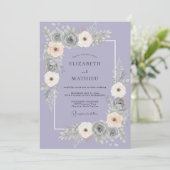 Lilac Grey Petal Bruiloft Kaart (Staand voorkant)