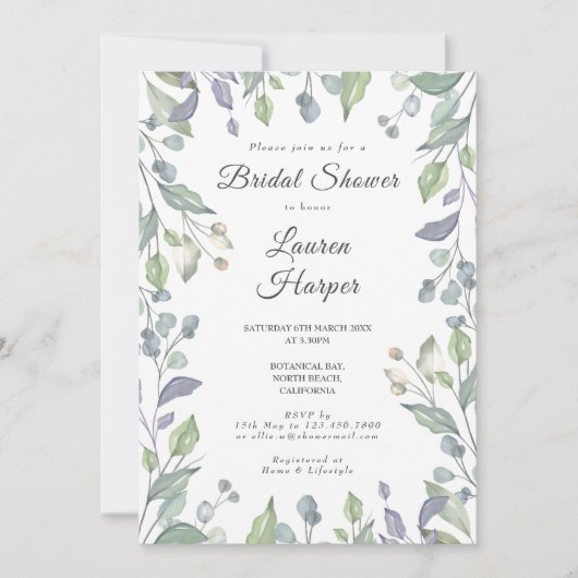 Lilac Groene Bloemige Bruidsmeisjesfeest Kaart (Voorkant)