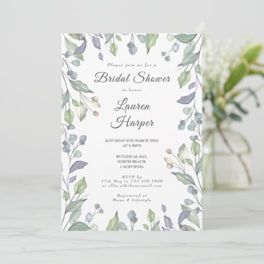 Lilac Groene Bloemige Bruidsmeisjesfeest Kaart (Staand voorkant)