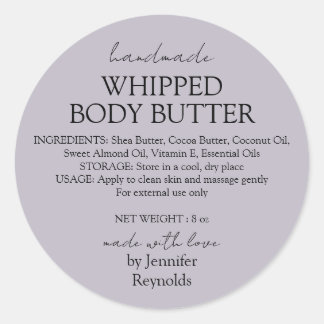 Lilac Handmade Body Butter Organic Ronde Sticker