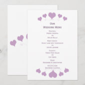 Lilac Hearts Design Bruiloft Menu (Voorkant / Achterkant)