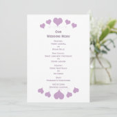 Lilac Hearts Design Bruiloft Menu (Staand voorkant)