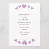 Lilac Hearts Design Bruiloft Programmakaart (Achterkant)