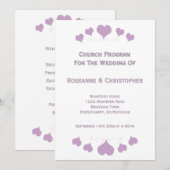 Lilac Hearts Design Bruiloft Programmakaart (Voorkant / Achterkant)