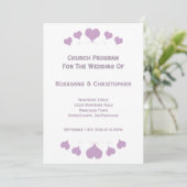 Lilac Hearts Design Bruiloft Programmakaart (Staand voorkant)