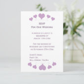 Lilac Hearts Design Bruiloft RSVP Kaartje (Staand voorkant)