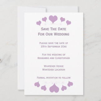 Lilac Hearts Design Bruiloft Save The Date