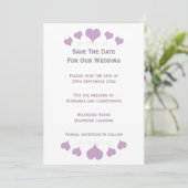 Lilac Hearts Design Bruiloft Save The Date (Staand voorkant)