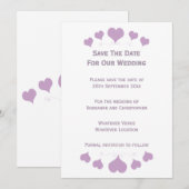 Lilac Hearts Design Bruiloft Save The Date (Voorkant / Achterkant)