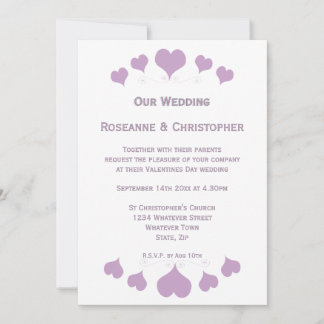 Lilac Hearts Design Wedding Kaart