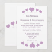 Lilac Hearts Design Wedding Kaart (Voorkant / Achterkant)