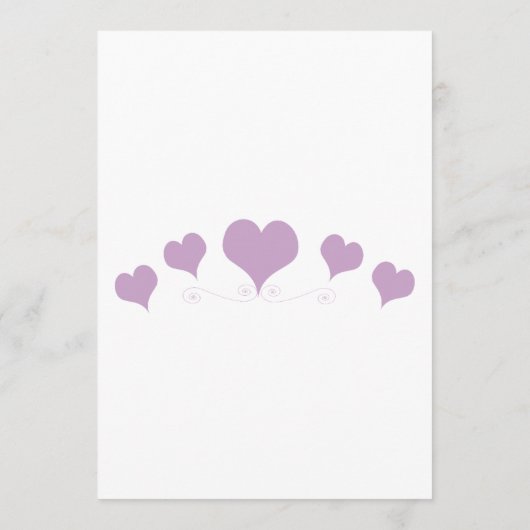 Lilac Hearts Design Wedding Menu (Achterkant)