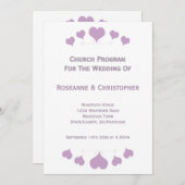 Lilac Hearts Design Wedding Programmakaart (Voorkant / Achterkant)