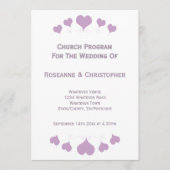 Lilac Hearts Design Wedding Programmakaart (Voorkant)