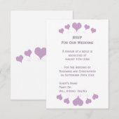 Lilac Hearts Design Wedding RSVP Kaartje (Voorkant / Achterkant)
