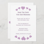 Lilac Hearts Design Wedding Save The Date (Voorkant / Achterkant)