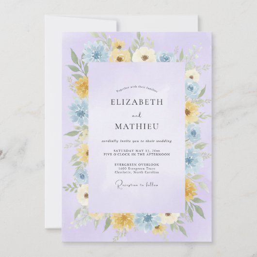Lilac Honey Petal Bruiloft Kaart (Voorkant)