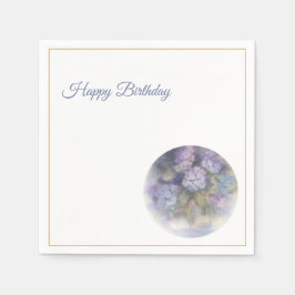 Lilac Hydrangea Happy Birthday Cocktail Napkins Servet