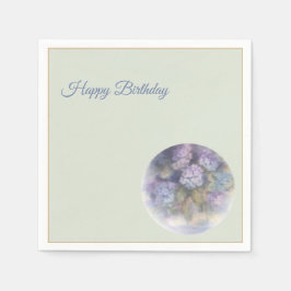 Lilac Hydrangea Happy Birthday Cocktail Napkins Servet