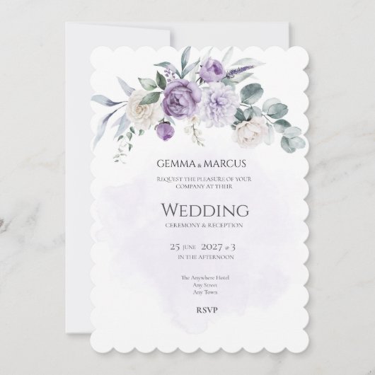Lilac Infusie Bloemen Bruiloft Uitnodiging (Voorkant)