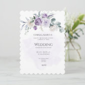 Lilac Infusie Bloemen Bruiloft Uitnodiging (Staand voorkant)