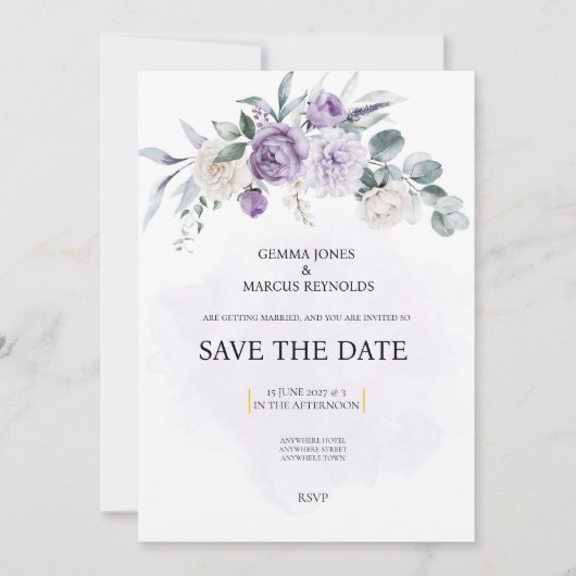 Lilac Infusion Save the Date Trouw Uitnodiging (Voorkant)