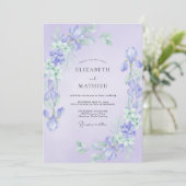 Lilac Iris Eucalyptus Bruiloft Kaart (Staand voorkant)