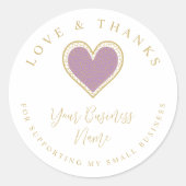 Lilac Lace Effect Heart Love & Thanks Supporting Ronde Sticker (Voorkant)