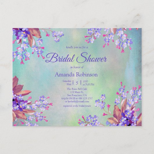 Lilac Lavendel Bloem Bruidsmeisjesfeest Briefkaart (Voorkant)