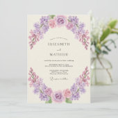 Lilac Lavendel Bloem Eucalyptus Bruiloft Kaart (Staand voorkant)