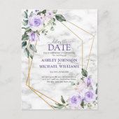Lilac Lavendel Gouden Geometrische Uitstel van de  Aankondigingskaart (Voorkant)